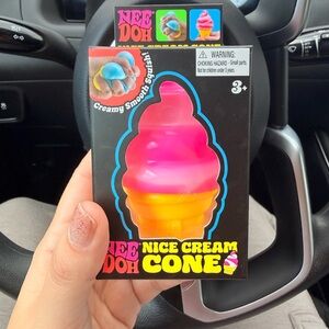 NeeDoh Nice Cream Cone Pink Ice Cream Swirl Squishy Toy Needoh Stress Ball New!